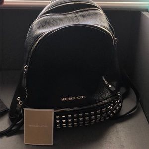 Michael Kors black backpack silver studs